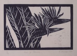 "Bird of Paradise" 1994 [Woodcut, 20x30cm]