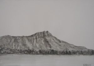 "Diamond Head Hawaii" 2017 [Soluble Graphite, 21x30cm]