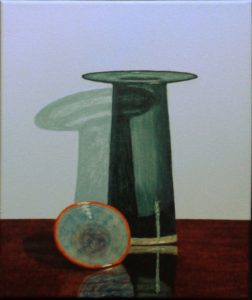 "Green vase with Ceramic Dish" 2023 [30x25cm]