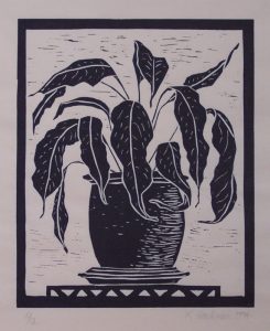 "Leafy Plant" 1994 [Linocut, 28x23cm]