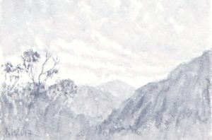 "Mountain View New Zealand" 2017 [Soluble Graphite, 10x15]