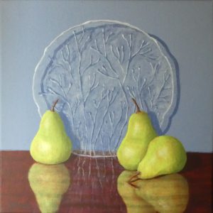 "Glass Plate with Three Pears" 2023 [30x30cm]