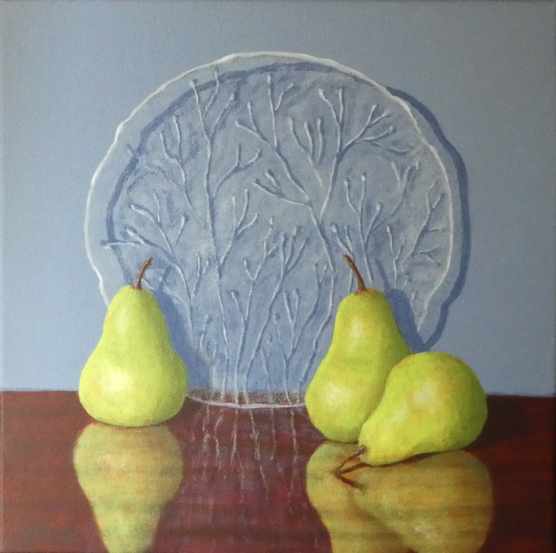 "Glass Plate with Three Pears" 2023 [30x30cm]